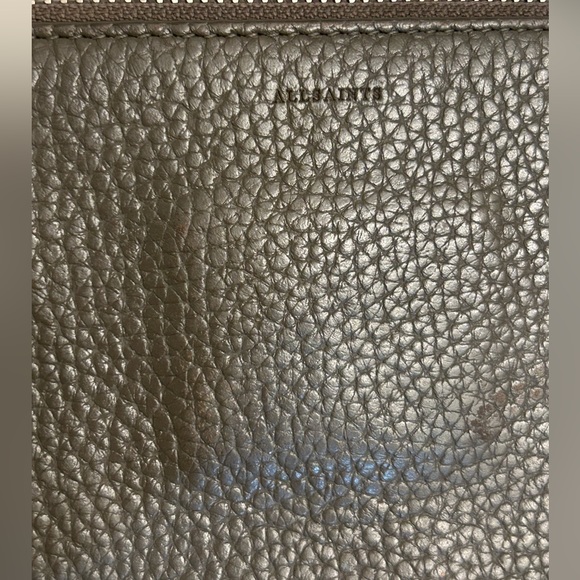 AllSaints Grey Pebbled Leather Crossbody  Purse Wallet - Picture 9 of 14